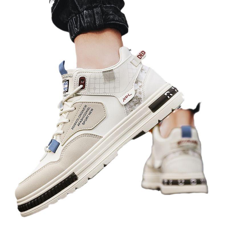 High-top men's shoes 2024 new summer sports and leisure board shoes breathable Korean version thick-soled heightening medium-top small white tide shoe