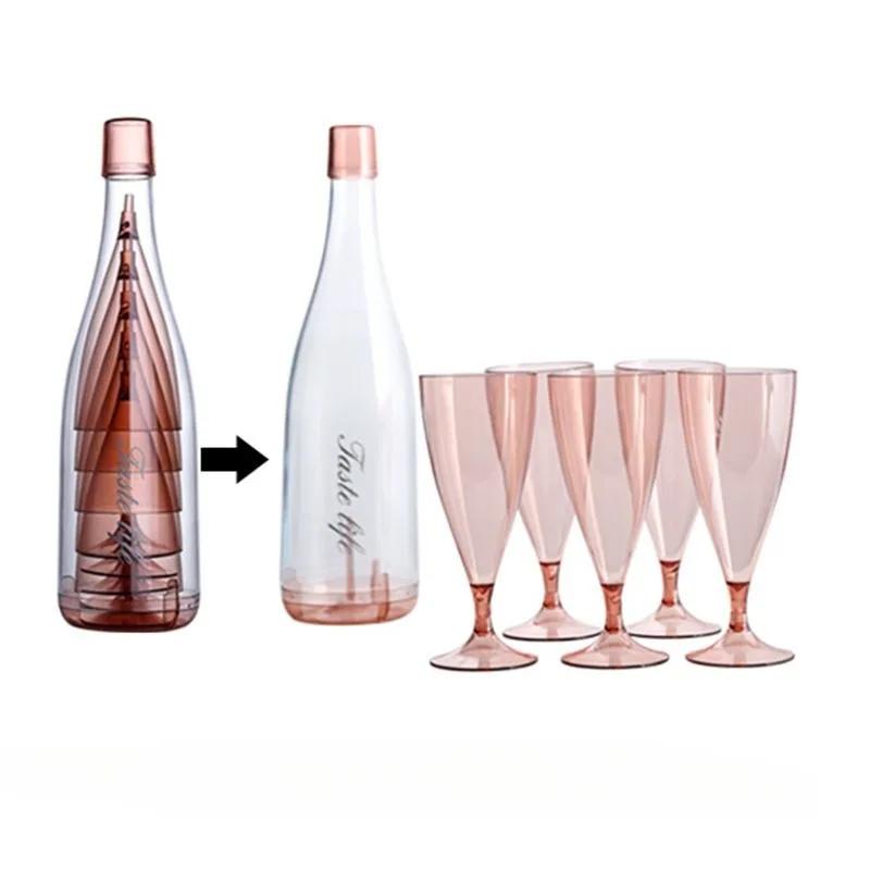 Set di Bicchieri da Vino Combo 5 Pezzi Bicchieri da Vino Rosso Champagne Bicchieri Alti in Plastica Rimovibile Campeggio all'Aperto Strumenti Portatili per il Vino