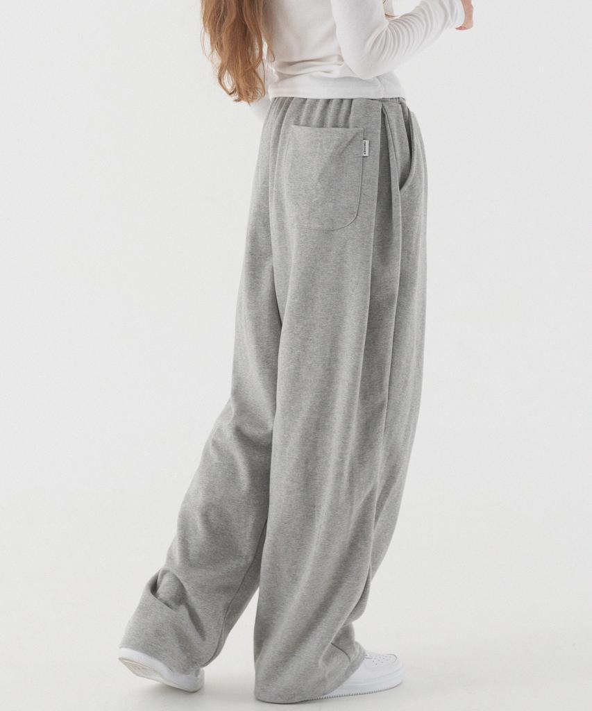 PIANER Pleated Deep Wide Sweatpants (Melange)