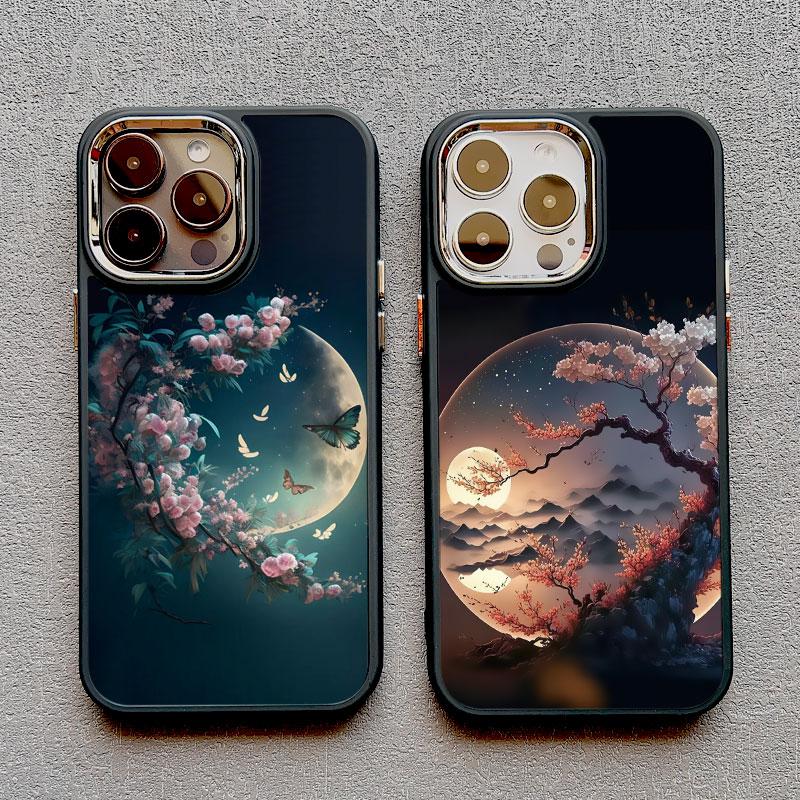 Luxury Moon On The Branch Soft Silicone Phone Cases For iphone 16 13 12 11 Pro Max 15 14 Pro Max Plus XR X XS 7 8 plus SE2 Cover