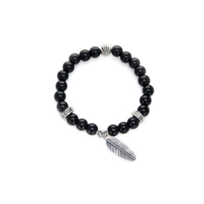 Women's and Men's Black Round Detail Bead Bracelet
