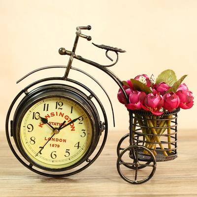 Europe Retro Table Clock Round Mute Art Bike Desk Clock