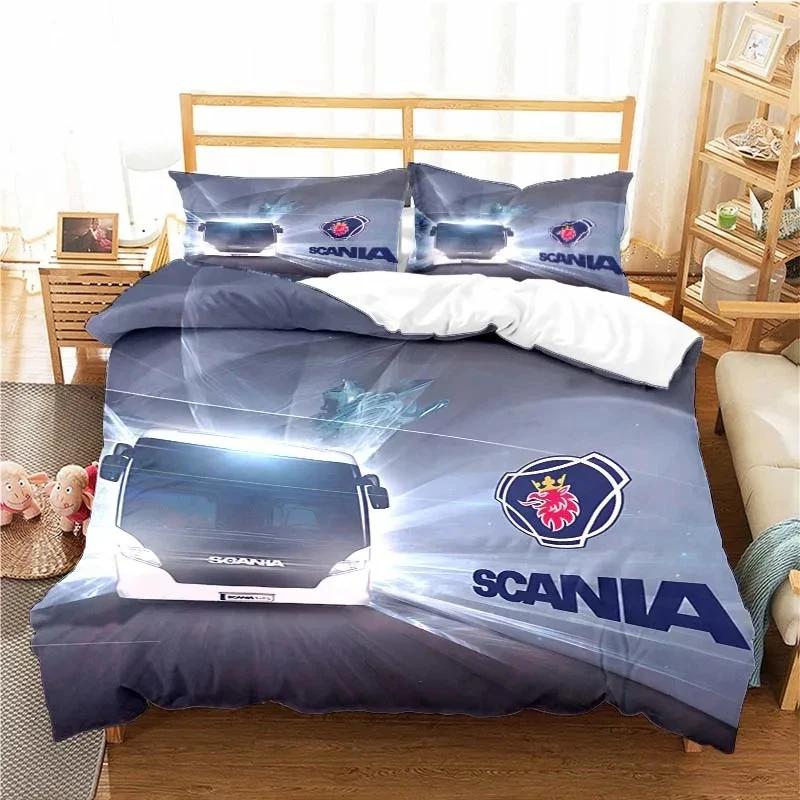 Scanias Truck Logo Bedding Set Boys Girls Twin Queen Size Duvet Cover Pillowcase Bed Kids Adult Fashion Home Textileextile