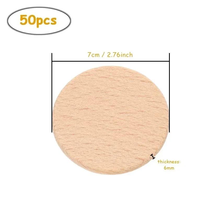 25-70mm Natural Beech Wood Round Coins, Blank Wooden Discs for DIY Craft, Art, Painting, and Staining Projects