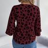 Mode Leopardenmuster Damen Bluse Langarm V-Ausschnitt Hemd Frühling Herbst Temperament Top