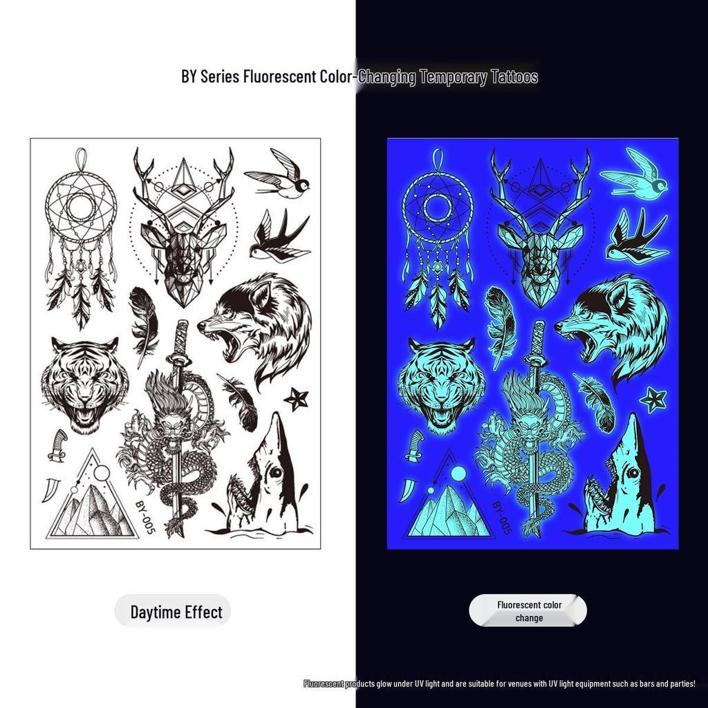 Creative Fluorescent Waterproof Full Arm and Face Tattoo Sticker