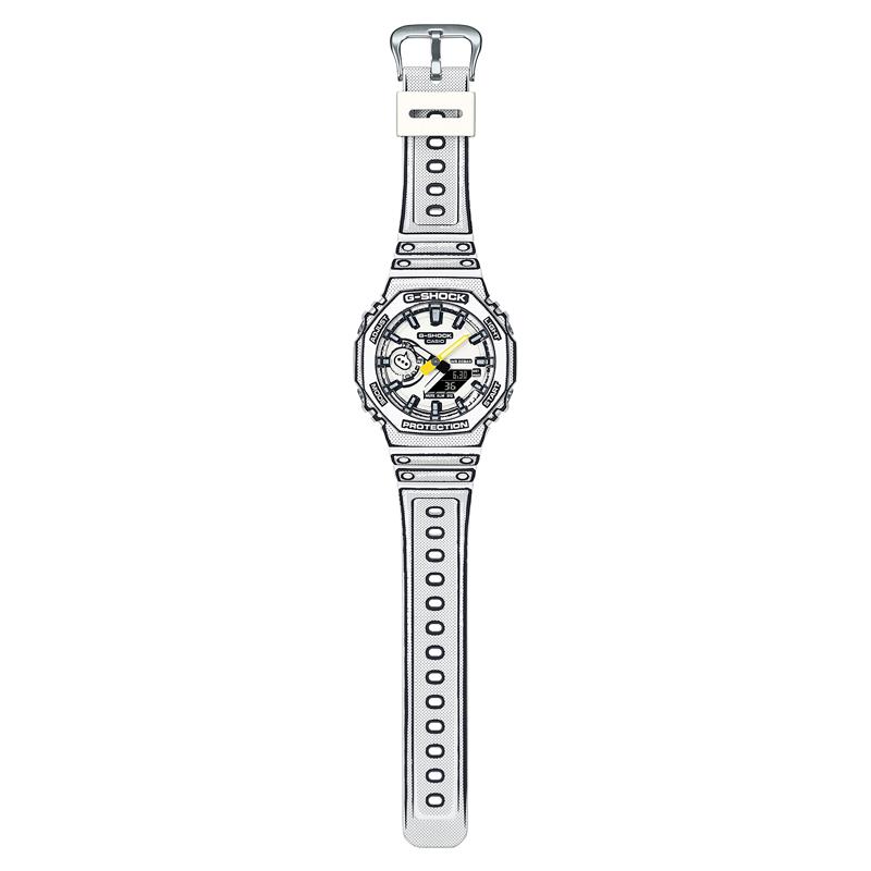 CASIO Unisex Liquid Crystal/Analog Dual Display Series White Watch GA-2100MNG