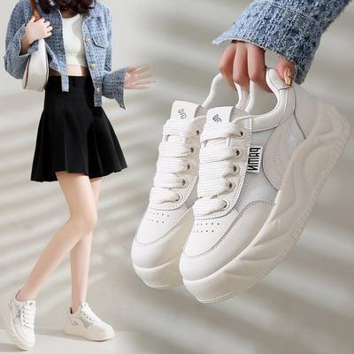 Mesh Little White Shoes Women's New Spring and Summer Platform Bread Shoes Breathable Versatile Casual Niche Board Shoes Tide