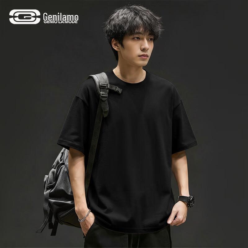 GENIOLAMODE Herren Baumwolle Kurzarm T-Shirt