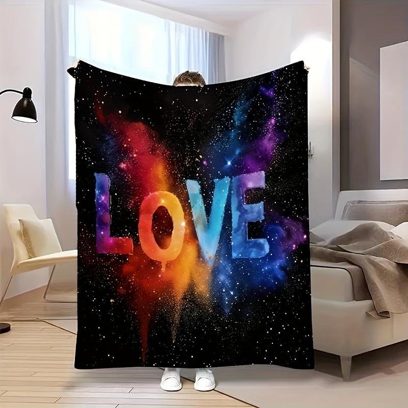 

Vibrant Love-Themed Galaxy Flannel printed blanket suitable for all seasons suitable for living room office sofa and travel 75x90cm