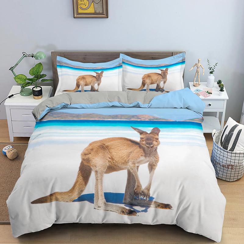 Australische Kangoeroe Dekbedovertrek King Queen Size Mooie Safari Wilde Dieren Beddengoedset voor Kinderen Tieners Volwassenen Wildlife Dekbedovertrek 70x133cm 2pcs