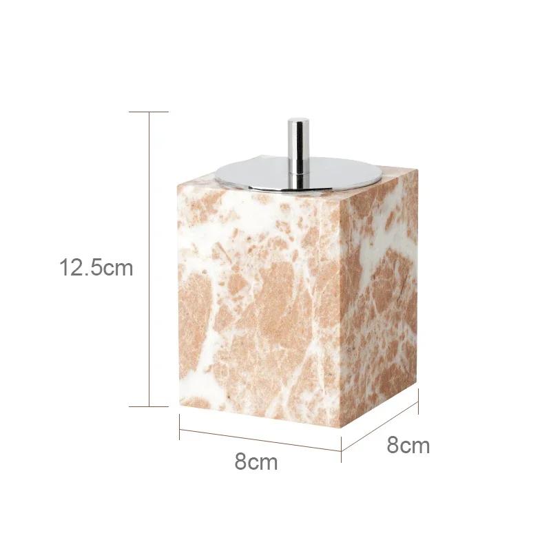 Coral Pink Natural Marble Set for Bathroom Soap Dispenser Soap Dish Toothbrush Holder Tissue Box Tray Bathroom Accessories