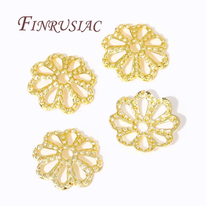 14K/18K Gold Plated Filigree Beads Caps Supplies For Jewelry,Brass Metal Bead Caps Findings,DIY Necklace/Bracelets Accessories
