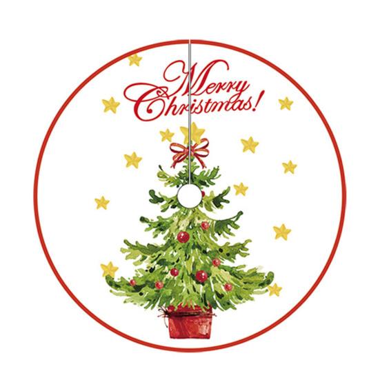 36 Inches Christmas Tree Skirt Red Santa Snowflakes Snowman Reindeer Xmas Tree Skirt Holiday Decor for Home Party