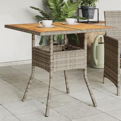 Vidaxl Garden Table with Acacia Top, Grey, 80X80X75 Cm, Rattan Pe