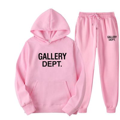 Šedá mikina s kapucí a tepláky Gallery Grey s poškozeným logem pro muže a ženy (Plus Velvet)