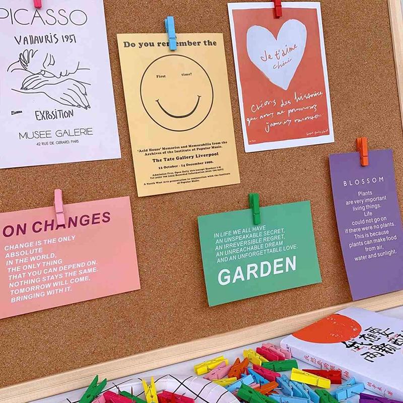 Xiaomi 50Pcs/Box Wooden Clip with Pin Colorful Photo Wooden Clip Felt Board Cork Wall Decoration Push Pin Office Stationery