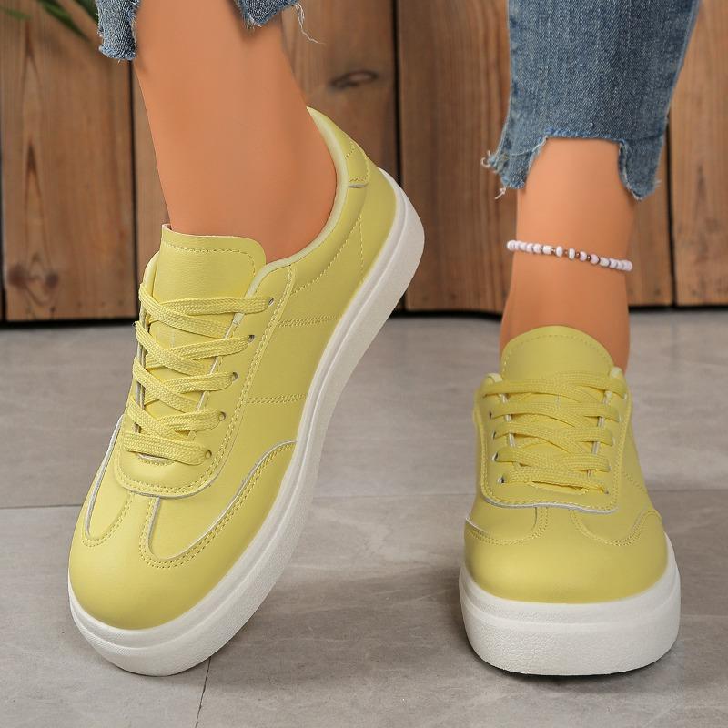 Women's Sports Shoes Round Head Lace-up Solid Color Simple Flat Shoes Light and Comfortable Outdoor Travel Shoes Tenis De Mujer