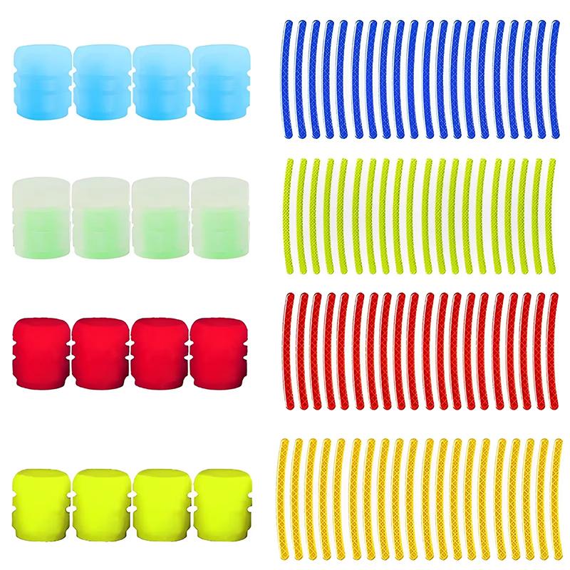 Car Wheel Reflective Stickers Glow-in-the-Dark Valve Covers Fluorescent Valves Motorcycle Bicycle Wheels Universal Accessories