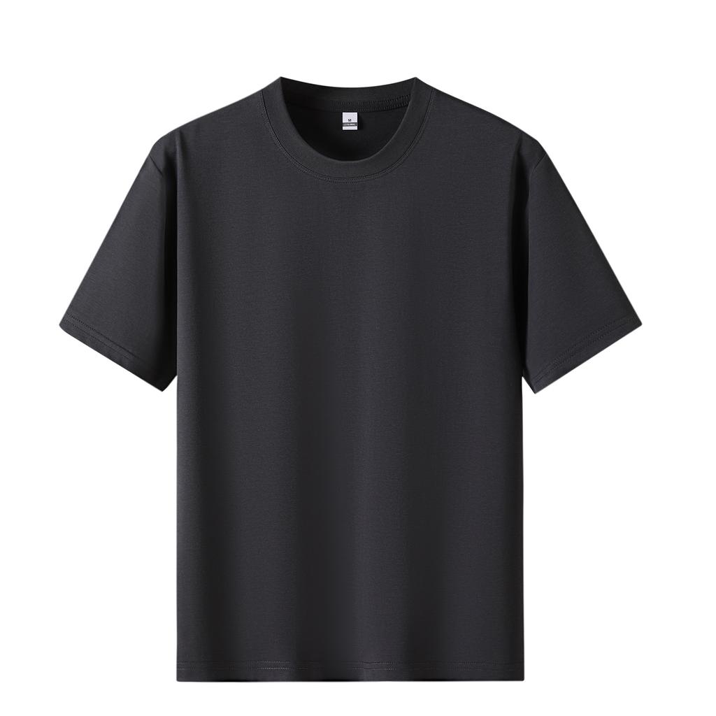 Men's Summer Round Neck Short Sleeved T-shirt Pullover Round Neck T-shirt Solid Color Top T-shirt