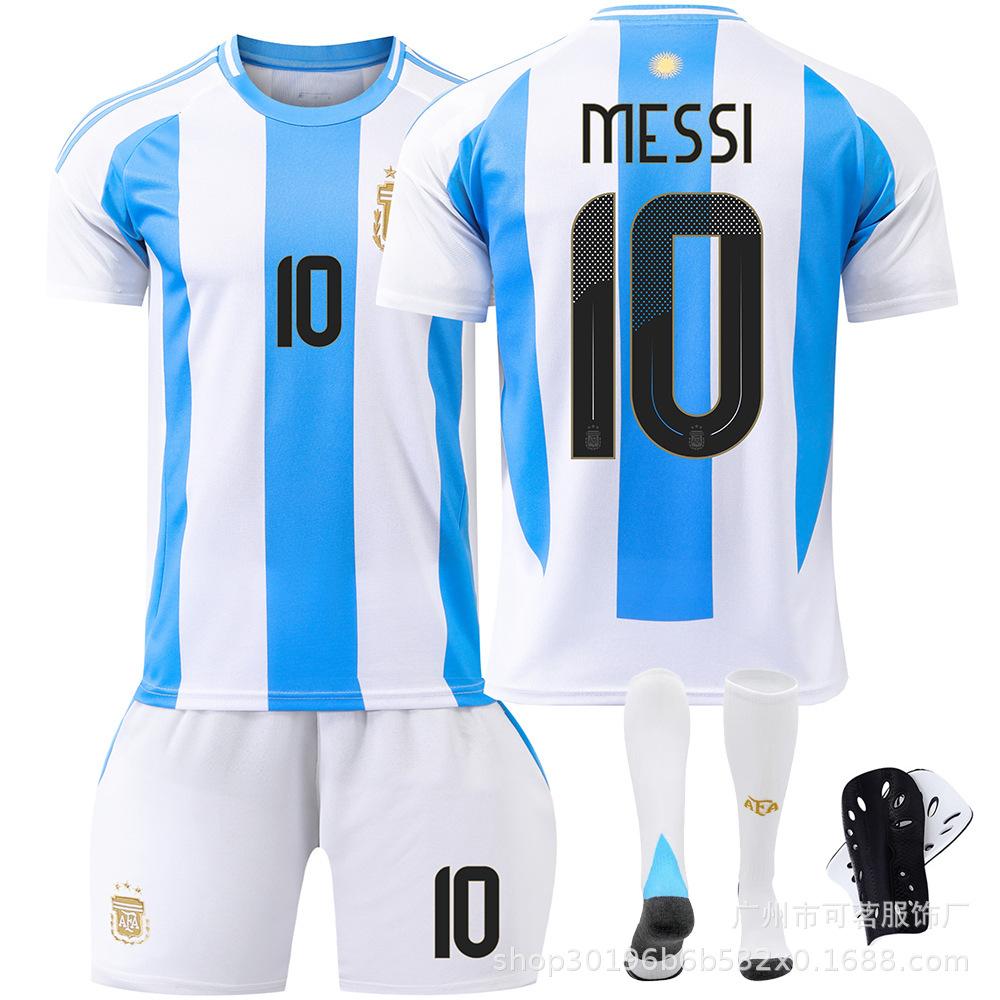 Argentina Home Stadium No.10 & No.11 Di Maria Jersey Set Kids Adult Fans Replica Football Uniform
