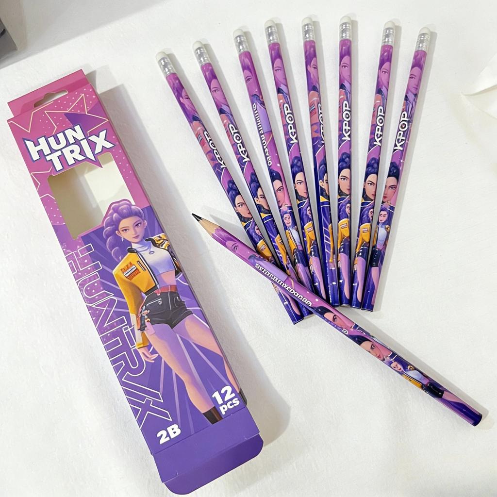 Adorable Aesthetic K-pop Demon Hunters Mechanical Pencil Kit Animation Merch Break Resistant Automatic Pencils for School Supplies