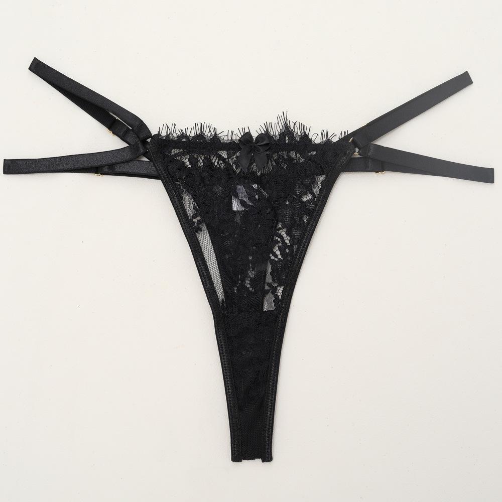 Sensual Lace Trim Thong Leg Garter Set - Ultra-Thin, See-Through, Chest-Minimizing Lingerie