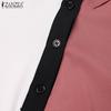 ZANZEA Women Casual Turn Down Collar Short Sleeve Shirt Dress