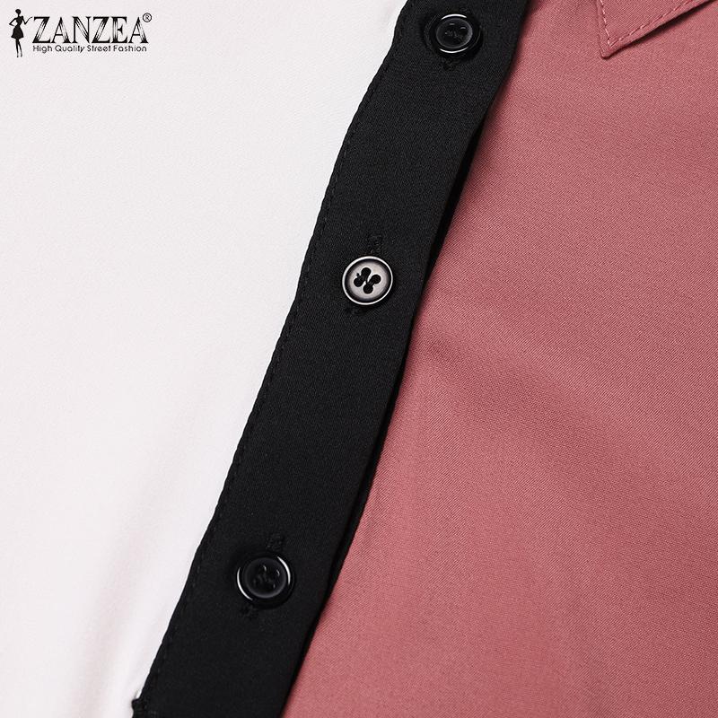 ZANZEA Women Casual Turn Down Collar Short Sleeve Shirt Dress