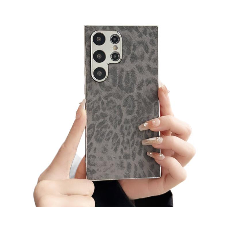 Compatible Samsung S25 Ultra Electroplated Leopard Print Phone Case, Drop-Proof for S24/S24 Ultra/S23 Ultra