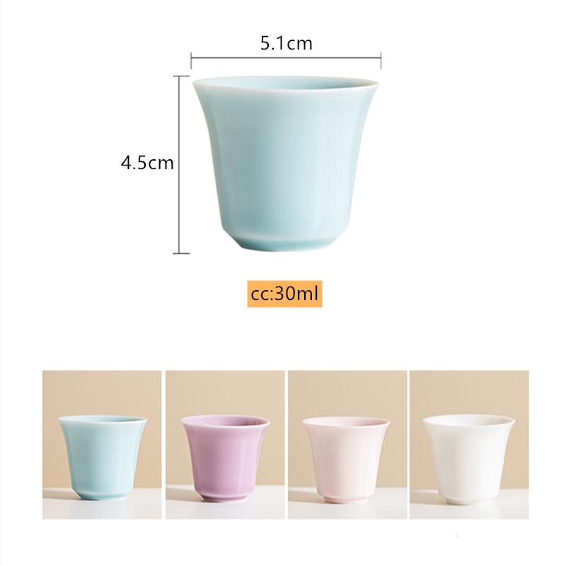 1 Pc Chinese Ceramic Tea Cup Handmade Solid Color White Porcelain Teacup Household Tea Bowl Personal Meditation Cup Teaware