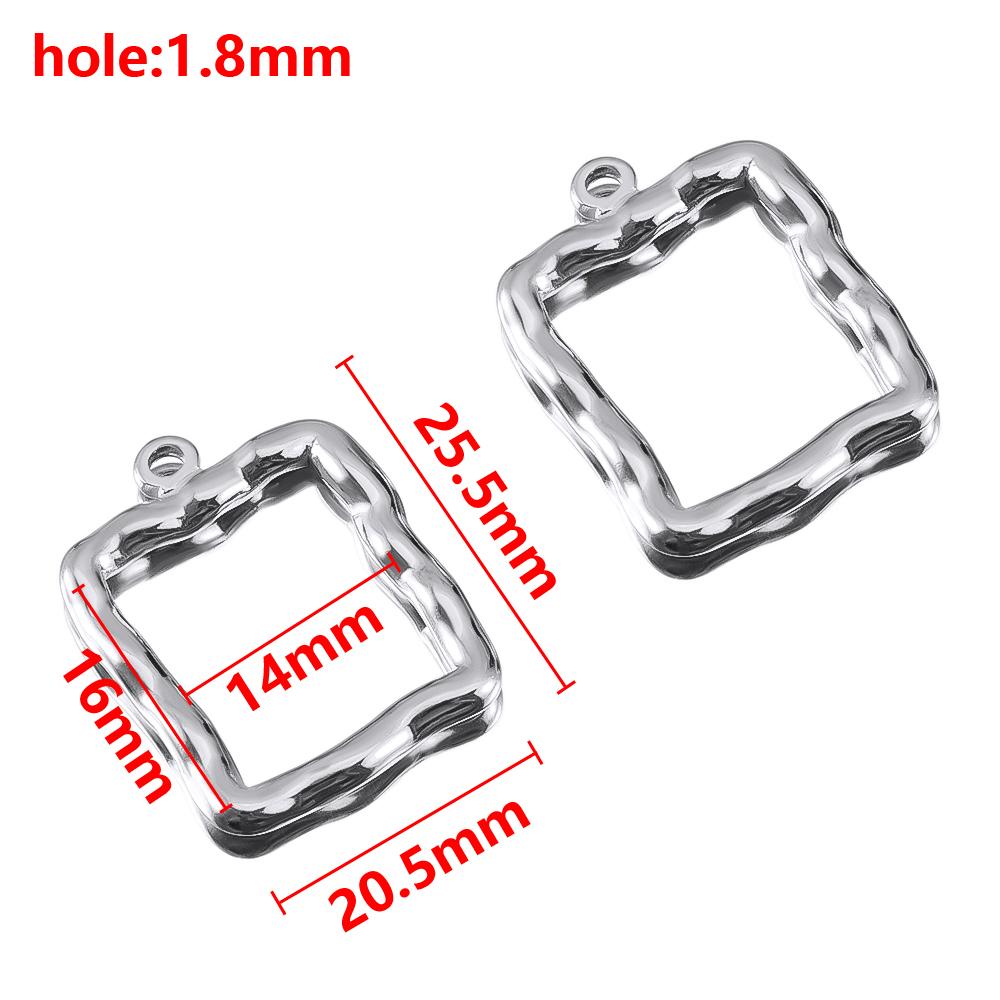 2pcs Geometric Figure Hollow Ring Stainless Steel Charm Pendant Minimalist Style For DIY Necklace Earrings Accessories Materials