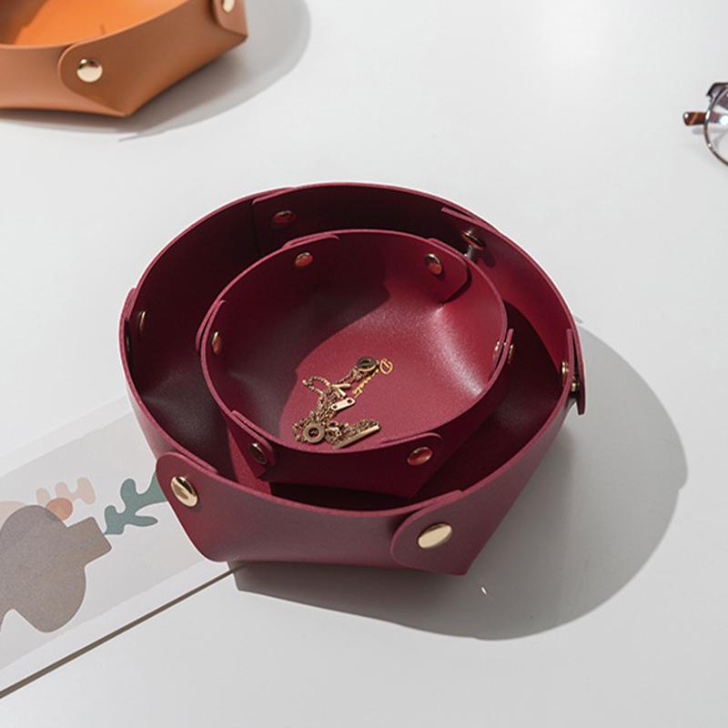 Tabletop Storage Tray PU Leather Key Cosmetics Storage Box Home Use Decoration Dice Tray Detachable Table Furniture Space-saving Objects Organizer