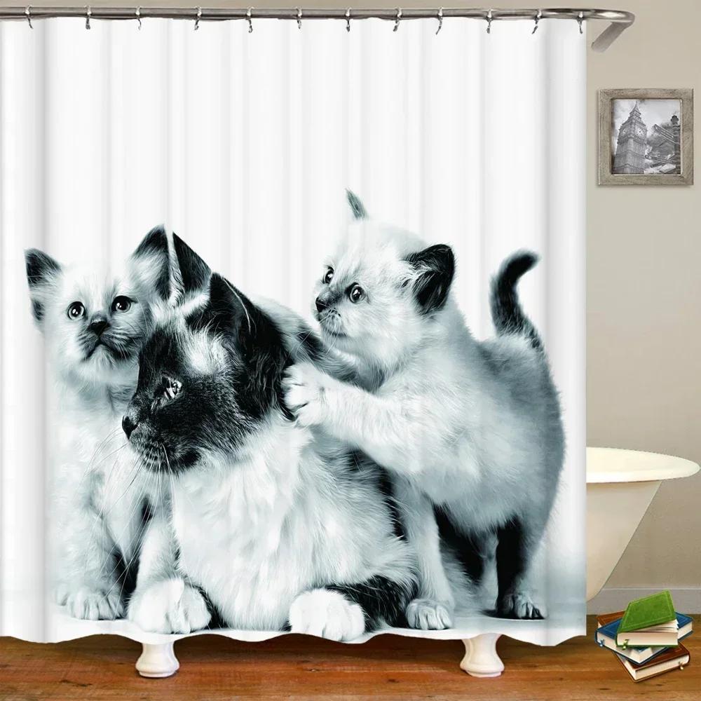 Horse Elephant Shower Curtain 3d Printing Waterproof Polyester Animals Bathroom Curtains Decoration with Hook Curtain