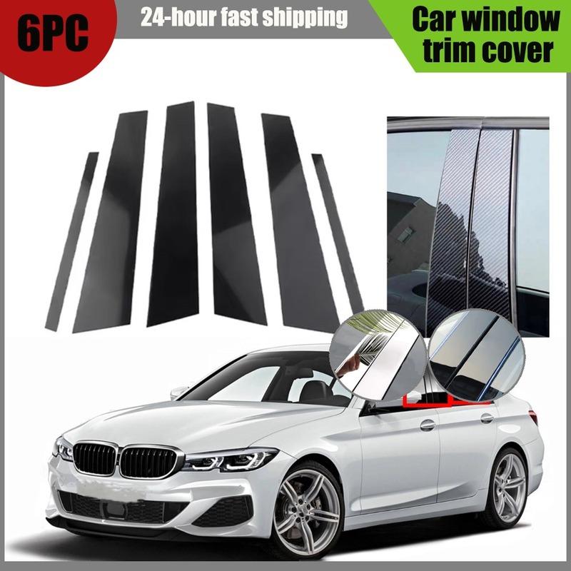 Fit For BMW 3 Series G20 G21   - Silvery Carbon Glossy Black Column B C Pillars Post Window Cover Trim Sticker