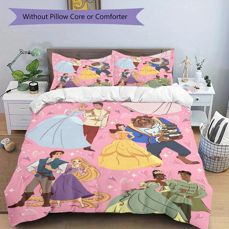 3pcs Disney Princesses & Prince Bedding Set, Including 1 Quilt Cover and 2 Pillow Shams, Without Filling, Soft and Comfortable Home Bedroom B033