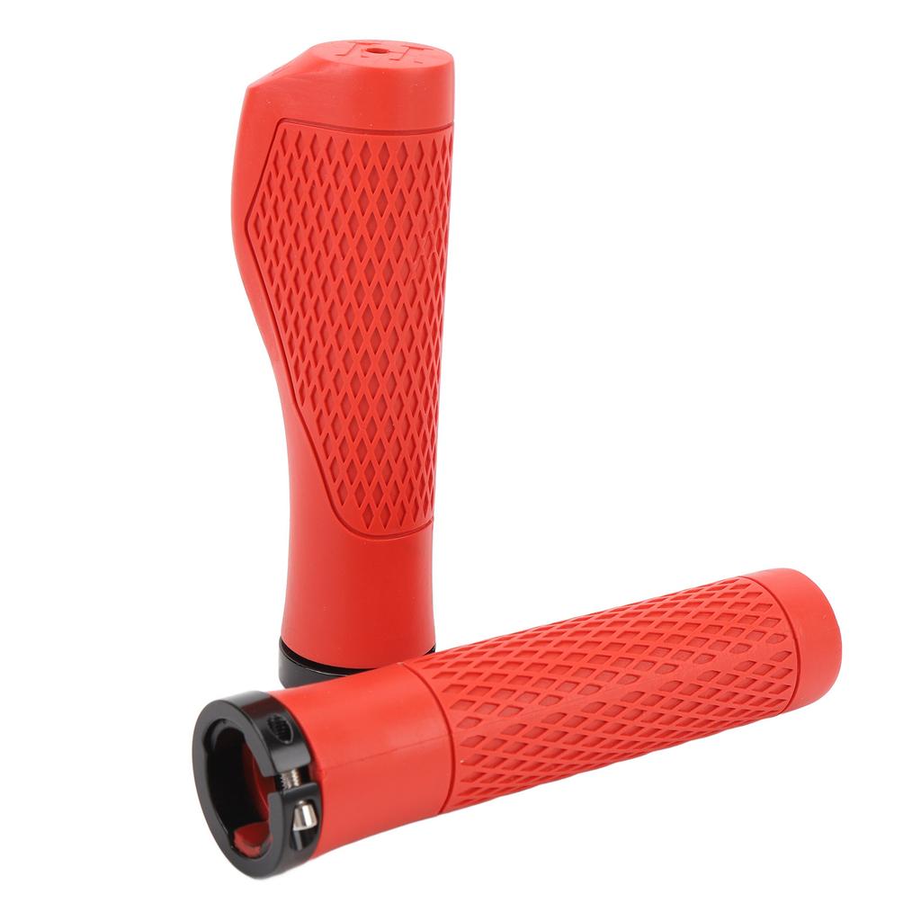 Pair of Cycling Handlebar Grips Rubber Anti Slip Shock Absorbing Ergonomic Cycle Locking Handle Grips Red
