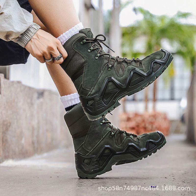 Combat Boots Outdoor Hiking Shoes Travel High Top Non-slip Wear-resistant Hiking Thick Sole Height-enhancing Hiking Shoes Desert