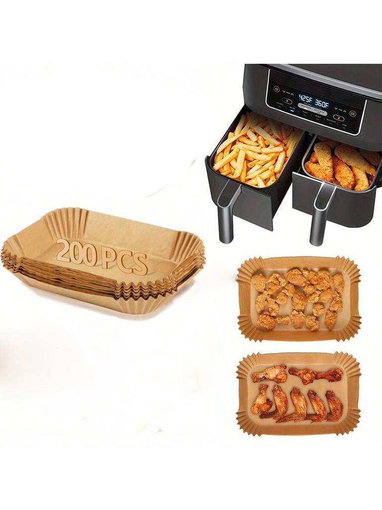10-200pcs Air Fryer Disposable Paper Liner Square Air Fryer Liner Oil & Waterproof Parchment Paper for Baking Roasting & BBQs Gr