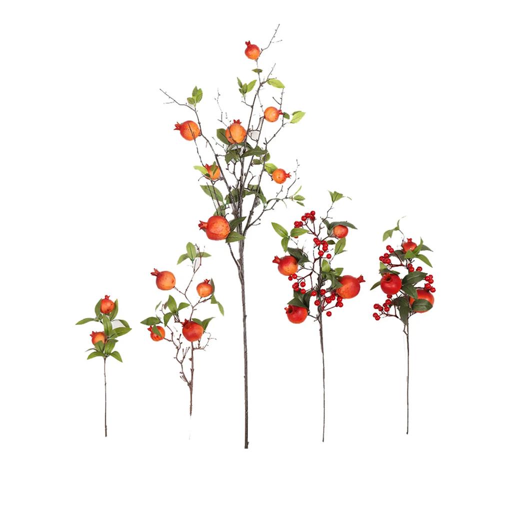 Artificial Pomegranate Green Leaf Cuttings Spring Festival Housewarming Gift New Year Table Decorations Simulation Plant Flower