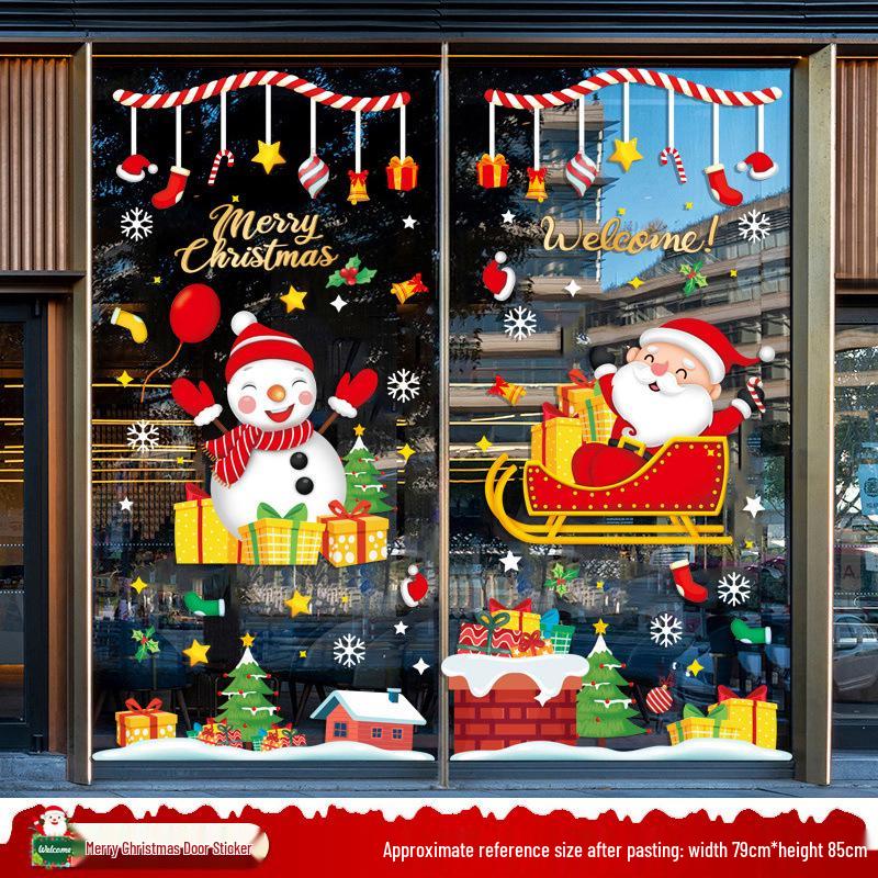 Santa Claus Christmas Window Clings - Tree, Door Stickers & Ornament Decor