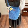 Huge Good-looking Autumn and Winter Design Plush Yellow Fruit Tree Soft Plush Soft Shoulder Bag Women's Oblique Span Bag Tote Bag