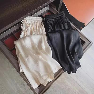 Women's High-Waist Satin Jacquard Wide-Leg Pants - New Chinese Style (2025 Design)
