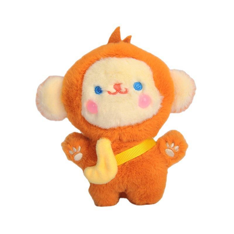 Cute Creative Backpack Pendant Cartoon Gift Little Monkey Keychain Plush Banana Monkey Doll Car Keychain Female