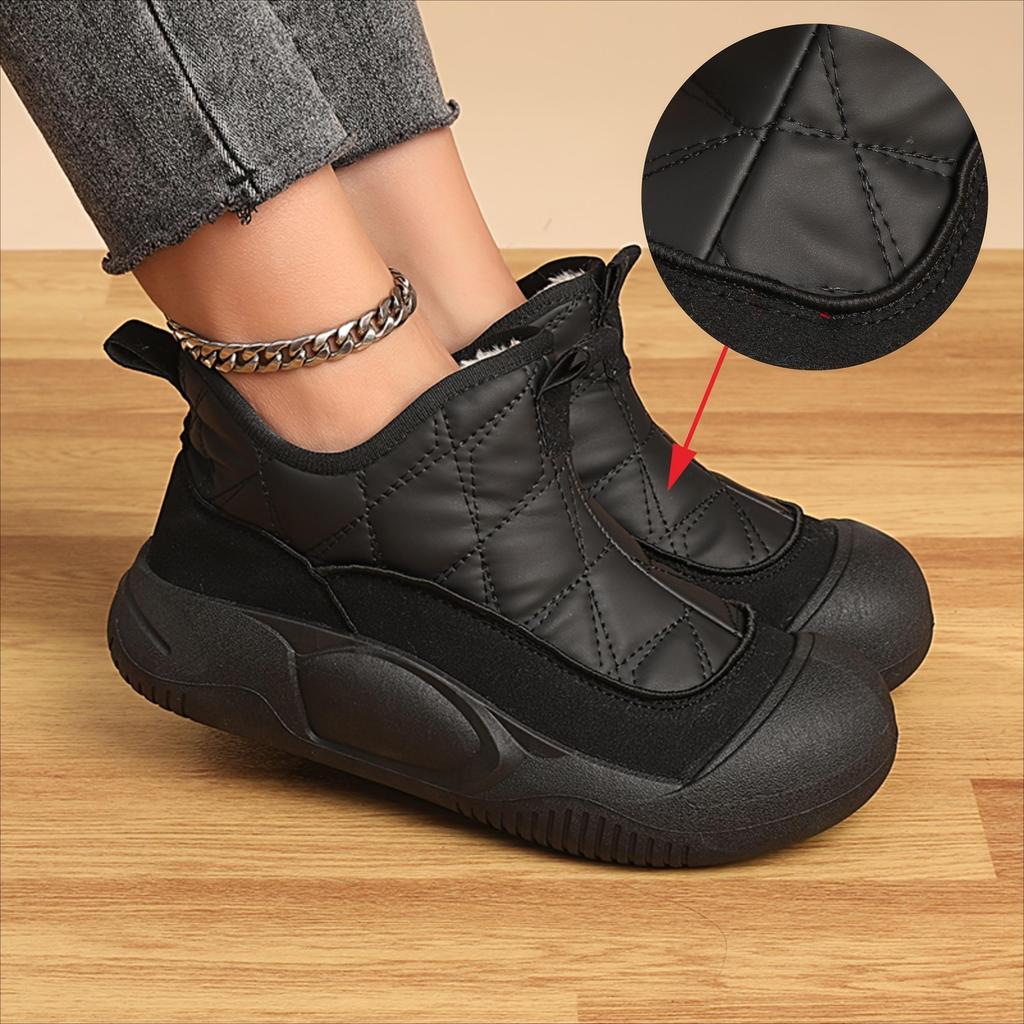 Women's Fleece and Thickened Snow Boots, Casual Anti-slip Ankle Boots