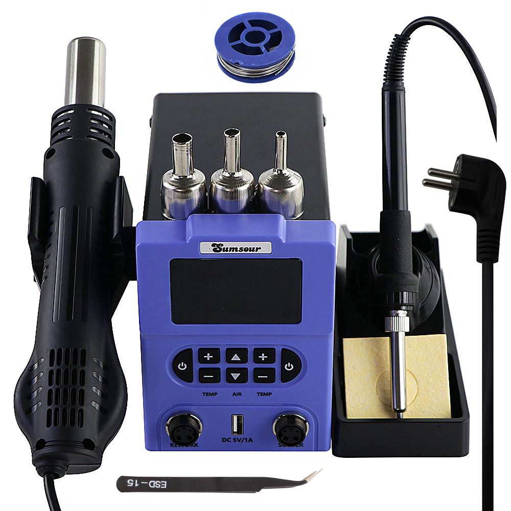 

Soldering Iron Hot Air Gun Solder Station Digital Display Controllable Temperature BGA SMD Rework Welding Phone Repair Tools Kit