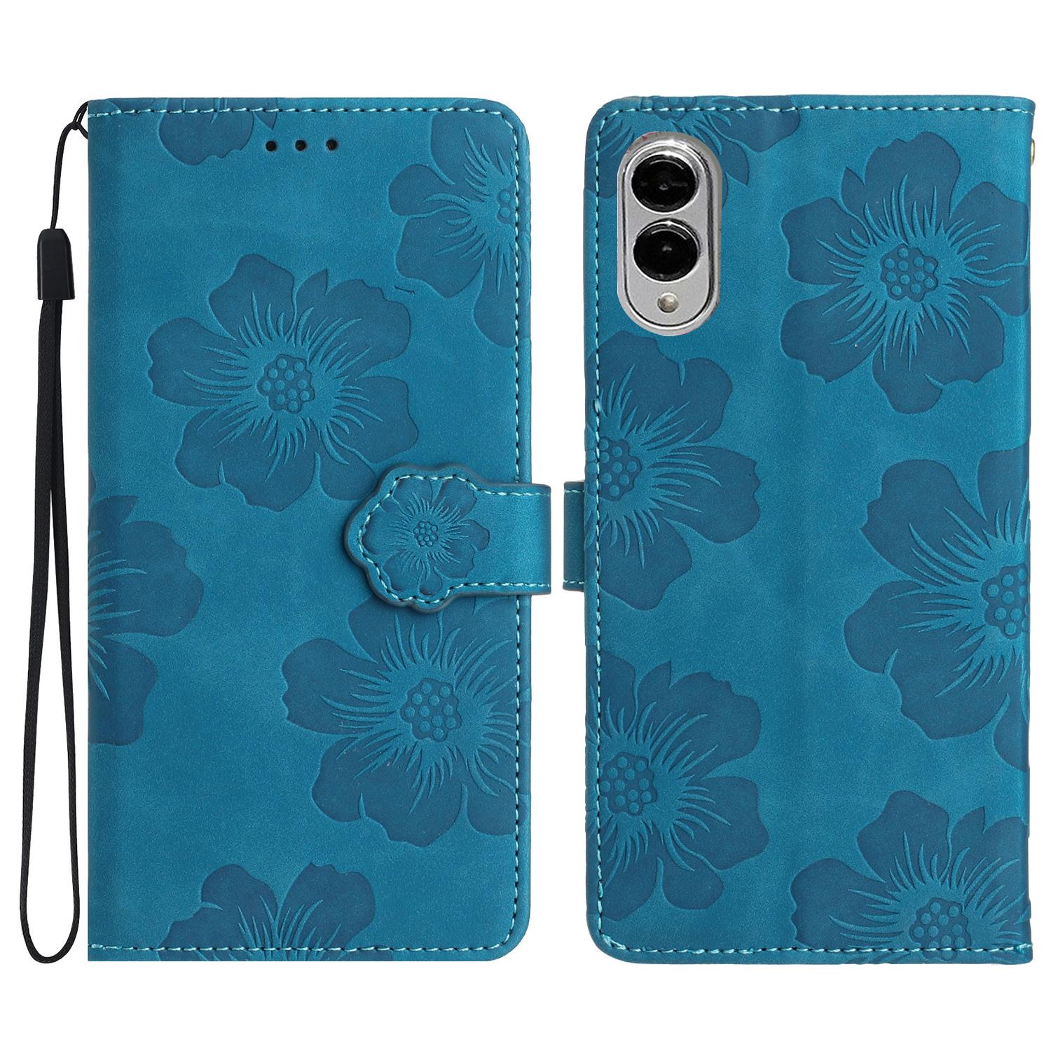 

For Samsung Galaxy S25 Edge Case Flower Design Leather Wallet Phone Cover with Wrist Strap A