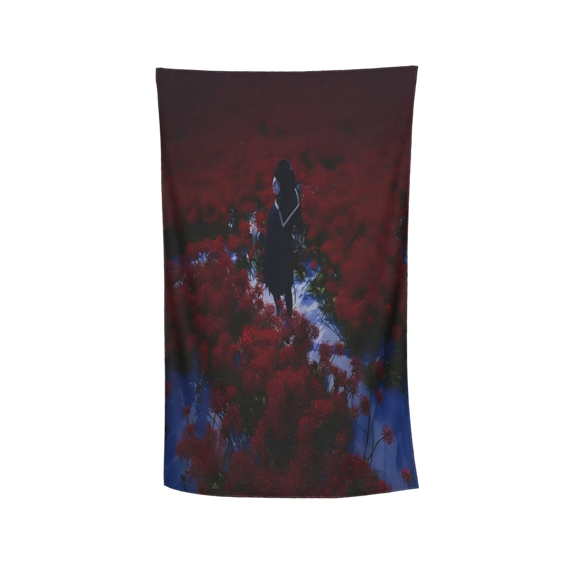 

1pc Red Spider Lily Anime Print Beach Towel Polyester Quick Dry Lightweight Soft Towel for Swimming Surfing Camping Travel W30*H60(CM)