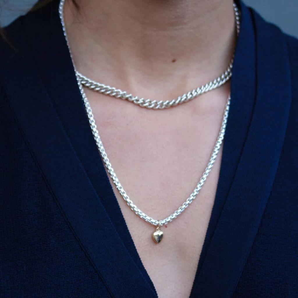Love Pendant Necklace Women'S Light Luxury Niche Plain Chain Bare Chain Copper Plated 18K Real Gold Fashion High Sense Neck Chain