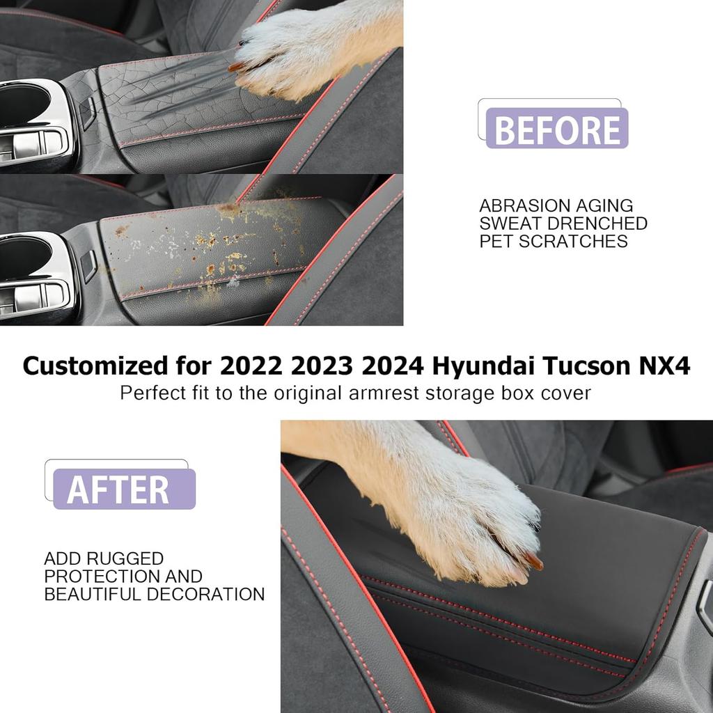 For Hyundai Tucson 2025 2025 2025 Car Armrest Box Protector Cover Leather Center Console Arm Rest Pad Car Interior Accessories